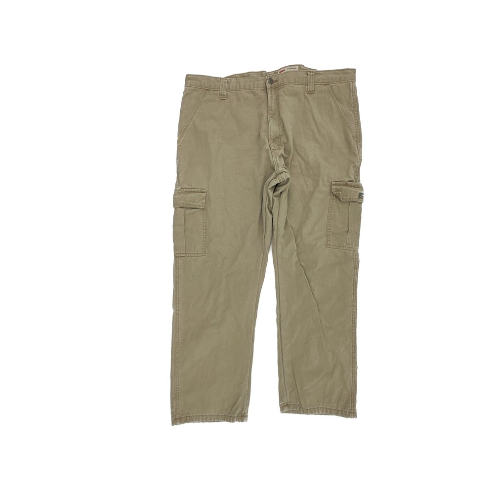 Wrangler Cargo Pants Mens 40x30 Khaki Relaxed Fit Flannel Fleece Lined